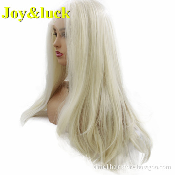 Wholesale Price Lacefront Wigs For Women Cosplay Party Or Daily Life Fashion Long Natural Straight Blonde Synthetic Ladies Hair